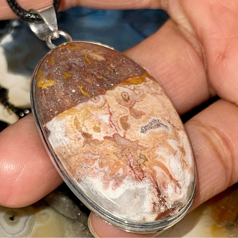 Crazy Lace Agate Pendant 2 1/4”